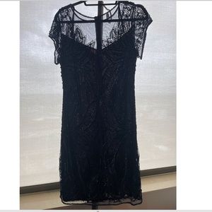 Beaded Illusion Neck Cocktail/Party Dress